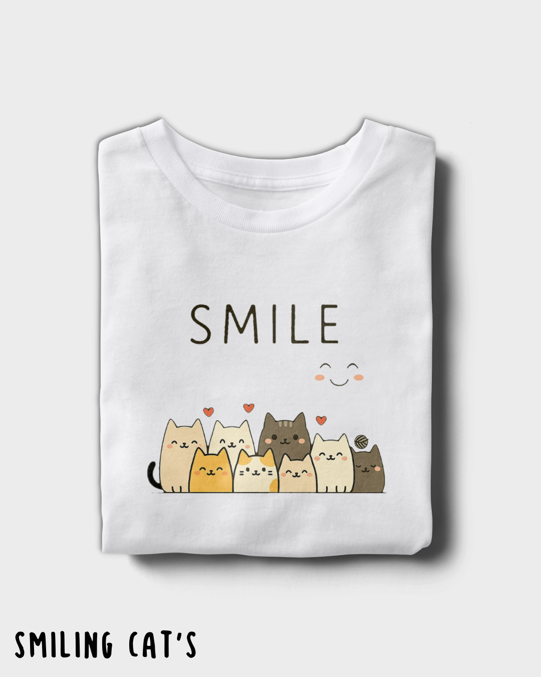 Adorable Smiling Cat's Printed T Shirt😺
