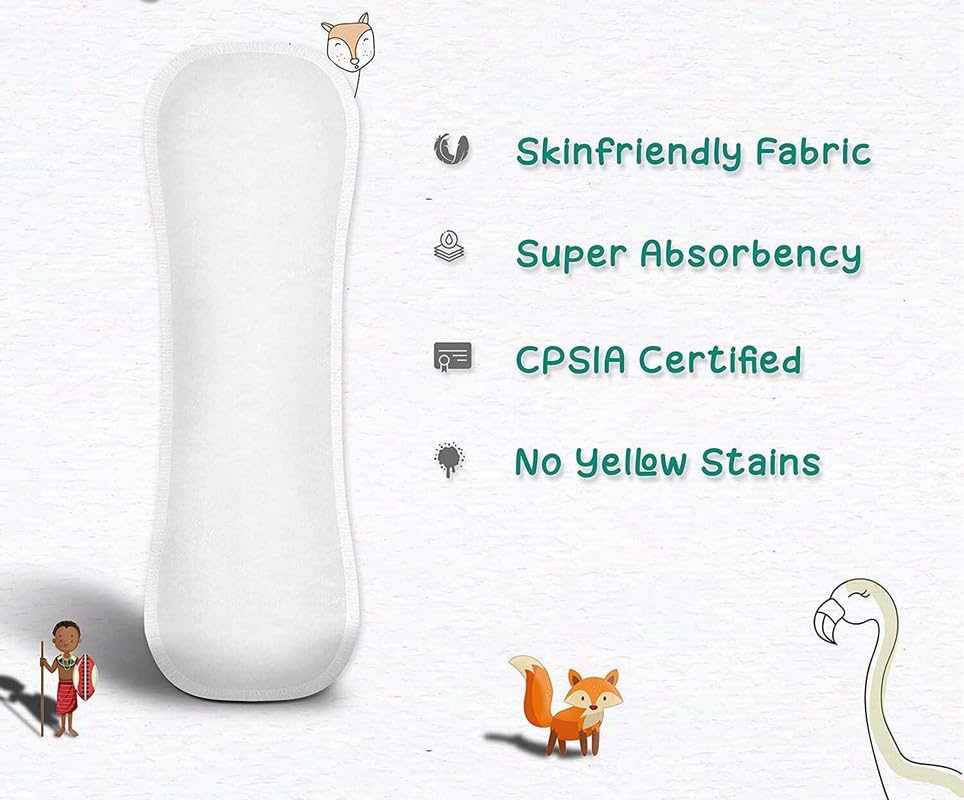 Washable Baby Cloth Diaper Reusable, Adjustable Size, Waterproof (Pack of 5 Diaper + 5 Inserts)