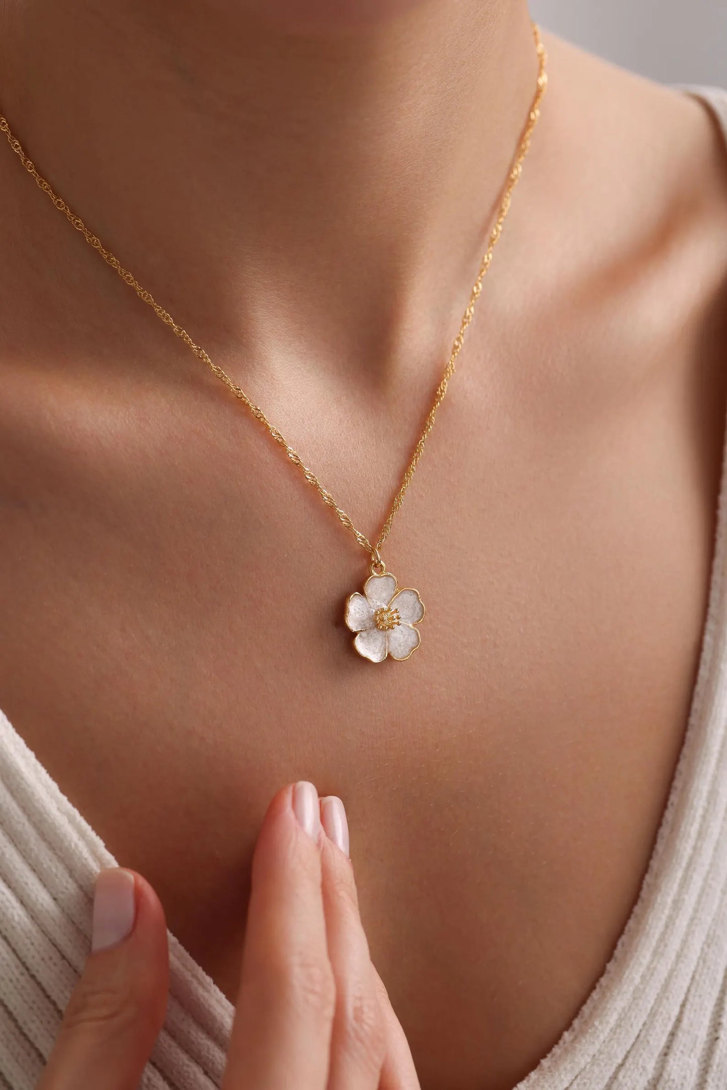 Artificial Enamel Sakura Flower Necklace, Flower Necklace