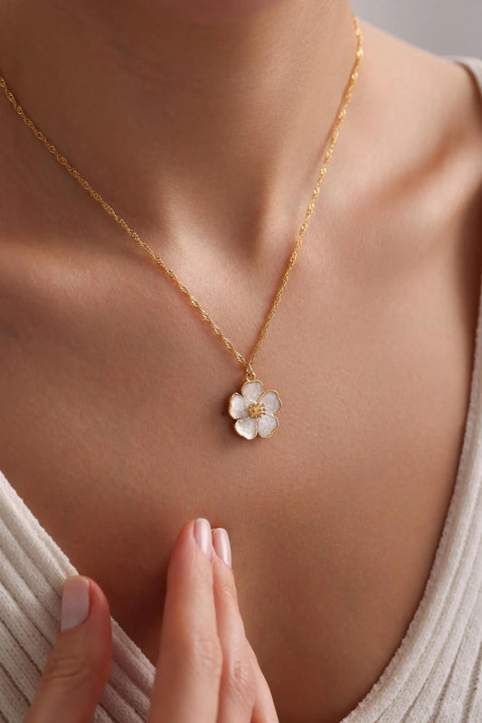 Artificial Enamel Sakura Flower Necklace, Flower Necklace